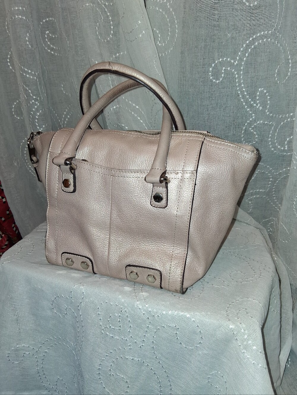Tignanello Pebbled Leather Satchel - Pink Taupe